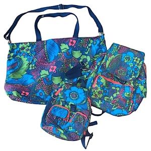 Kipling retro floral large shoulder bag 2 small backpack travel lot
